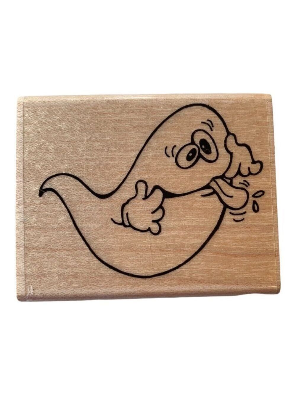 Stampendous Fun Stamps Silly Ghost Rubber Stamp Wood Block Craft Vintage 1989